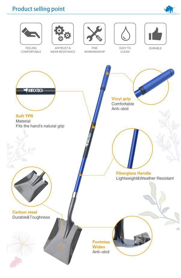 long spade shovel with long handle