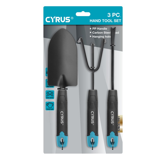 Ensemble d'outils à main du jardin en acier en carbone